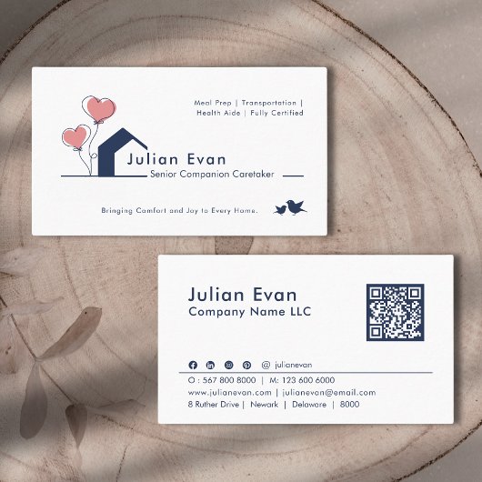 Niedlich Navy Blue White House Logo Senior Caregie Visitenkarte