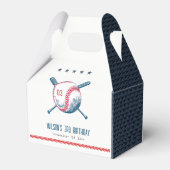 Niedlich Navy Red Baseball Bat Star Kindergeburtst Geschenkschachtel (Rückseite)