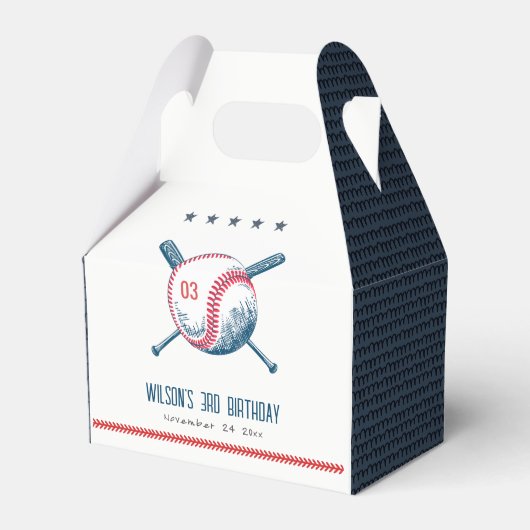 Niedlich Navy Red Baseball Bat Star Kindergeburtst Geschenkschachtel (Vorderseite)