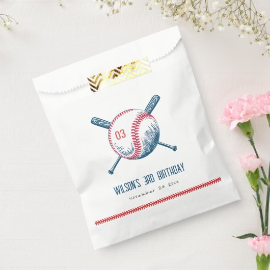 Niedlich Navy Red Baseball Bat Star Kindergeburtst Geschenktütchen (Versiegelt)
