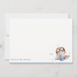 Niedlich Navy Rust Flugzeug Teddy Sky Stars Kinder Mitteilungskarte