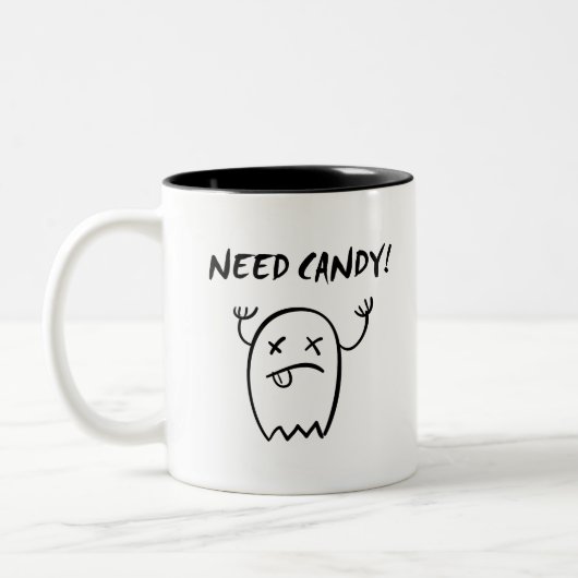 Niedlich Need Candy Halloween Ghost Monotone Zweifarbige Tasse (Links)
