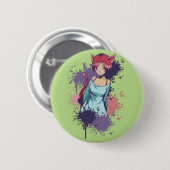 Niedlich Neko Girl - Cherry Cat Girl Button (Vorne & Hinten)