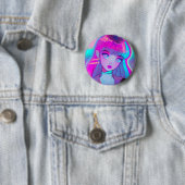 Niedlich Neon Anime Girl Button (Beispiel)