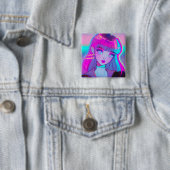 Niedlich Neon Anime Girl Button (Beispiel)
