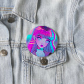 Niedlich Neon Anime Girl Button (Beispiel)