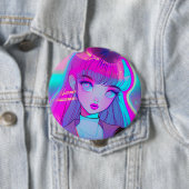 Niedlich Neon Anime Girl Button (Beispiel)