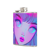 Niedlich Neon Anime Girl Flask Flachmann (Links)