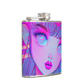 Niedlich Neon Anime Girl Flask Flachmann (Rechts)