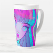 Niedlich Neon Anime Girl Latte Tasse (Rechte Ecke)