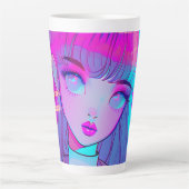 Niedlich Neon Anime Girl Latte Tasse (Vorderseite)