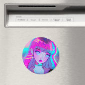 Niedlich Neon Anime Girl Magnet (In Situ (Geschirrspüler))