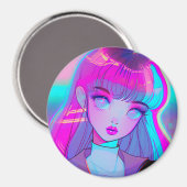 Niedlich Neon Anime Girl Magnet (Vorderseite/Rückseite)