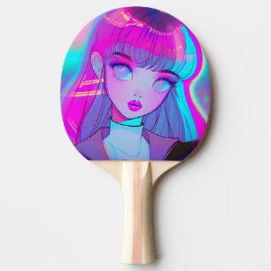 Niedlich Neon Anime Girl Ping Pong Paddle Tischtennis Schläger
