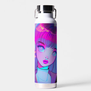 Niedlich Neon Anime Girl Wasserflasche Trinkflasche