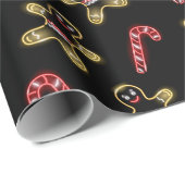Niedlich Neon Gingerbread Candy Cane Wrapping Pape Geschenkpapier (Rolleneckpunkt)