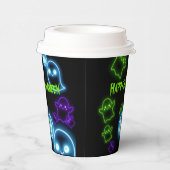 Niedlich Neon Green Lila Ghosts Happy Halloween Pappbecher (Rechts)