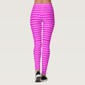 Niedlich Neon Pink Candy Cane Stripes Black Light Leggings (Rückseite)