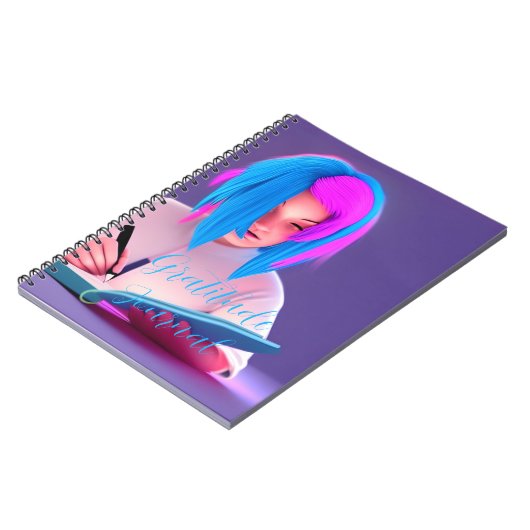 Niedlich Neon Pink und Blue Hair Girl Journal Notizblock (Linke Seite)