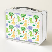 Niedlich Neon Watercolor Dinosaurier Muster Metall Brotdose (Rückseite)