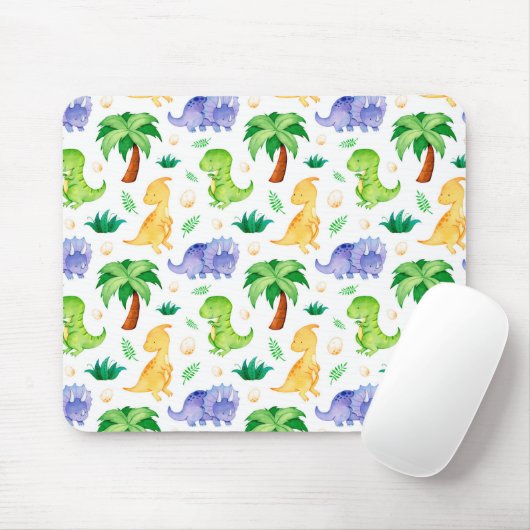 Niedlich Neon Watercolor Dinosaurier Muster Mousepad (Mit Mouse)