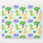 Niedlich Neon Watercolor Dinosaurier Muster Mousepad (Vorne)