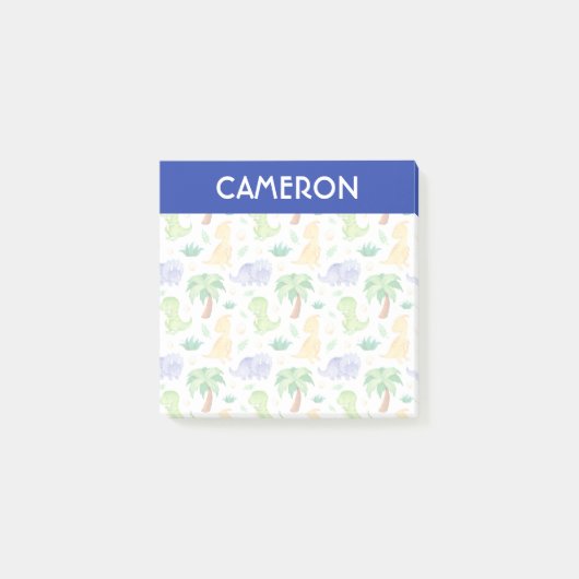 Niedlich Neon Watercolor Dinosaurier Muster Post-it Klebezettel (Vorderseite)