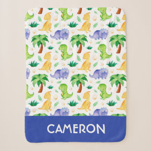 Niedlich Neon Watercolor Dinosaurier Muster Sherpadecke
