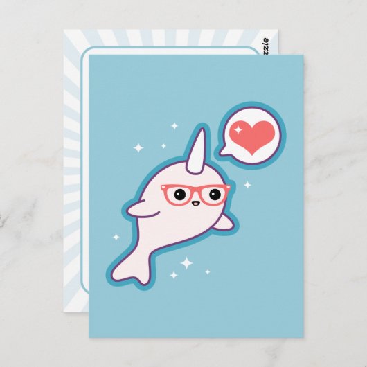 Niedlich Nerd Narwhal Postkarte (Vorne/Hinten)