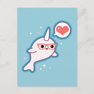 Niedlich Nerd Narwhal Postkarte