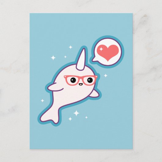 Niedlich Nerd Narwhal Postkarte (Vorderseite)