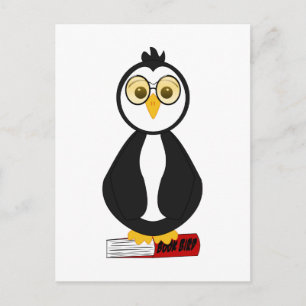 Niedlich Nerdy Bookworm Penguin Postkarte