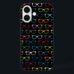Niedlich Nerdy Hipster Glasses Muster farbenfrohe  iPhone 16 Hülle<br><div class="desc">Ein niedlicher und nerdiger iPhone 16 Gehäuse mit einem farbenfrohen Hipster Brillenmuster auf schwarzem Hintergrund. Ideal für Buchwürmer,  Geeks,  Optiker und mehr!</div>