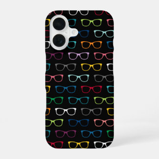 Niedlich Nerdy Hipster Glasses Muster farbenfrohe iPhone 16 Hülle