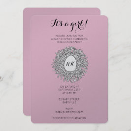 Niedlich Nest Monogram Baby Girl Shooter Einladung