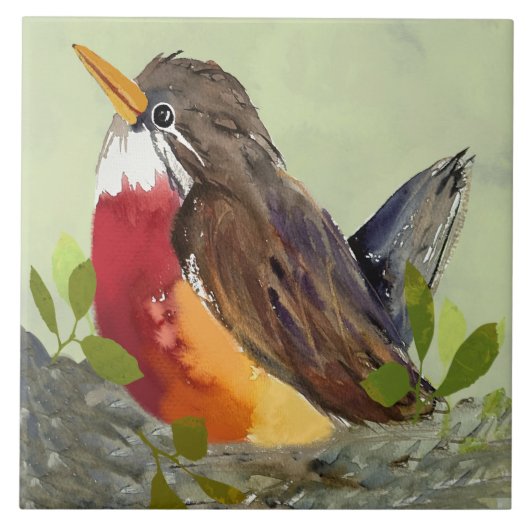 Niedlich Nesting Robin Trivet Fliese (Vorderseite)