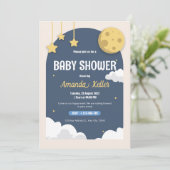 Niedlich Night Sky Baby Dusche Einladung (Stehend Vorderseite)