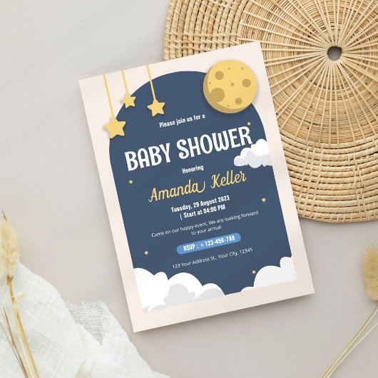Niedlich Night Sky Baby Dusche Einladung