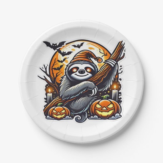 Niedlich Night Sloth Halloween Klassischer T - Shi Pappteller (Vorderseite)