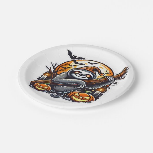 Niedlich Night Sloth Halloween Klassischer T - Shi Pappteller (Schrägansicht)