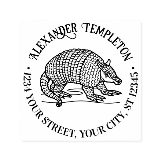 Niedlich Nine Banded Armadillo Name Rücksendeadres Permastempel (Design)