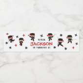 Niedlich Ninja Karate Samurai Birhtday Boy Wasserflaschenetikett (Einzelnes Label)