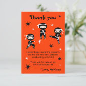 Niedlich Ninja Kids - Kriegermädchen Geburtstagspa Dankeskarte (Stehend Vorderseite)