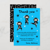 Niedlich Ninja Kids Warrior Girl Blue Birthday Par Dankeskarte (Vorne/Hinten)