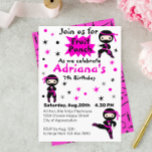 Niedlich Ninja Kinder Kriegermädchen Pink Geburtst Einladung<br><div class="desc">Schaffen Sie einen unvergesslichen Geburtstag für das niedliche Ninja Kind in Ihrem Leben. Diese leicht anpassbare Geburtstagsfeier-Einladung ist Teil eines passenden Set von Geburtstagsparty-Accessoires. Sie können die beste Geburtstagsfeier mit Ninja-Themen für Ihren kleinen Kampfkunstbegeisterten veranstalten. Fügen Sie einfach Ihre eigenen Daten hinzu, um sie anzupassen, und vergessen Sie nicht die...</div>