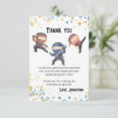 Niedlich Ninja Kindergeburtstag Party Dankeskarte (Stehend Vorderseite)