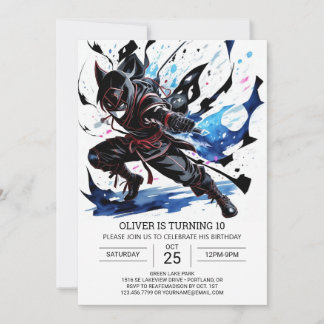 Niedlich Ninja Martial Arts Geburtstag Einladung