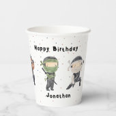 Niedlich Ninja Warrior Kinder Individuelle Name Ge Pappbecher (Rückseite)