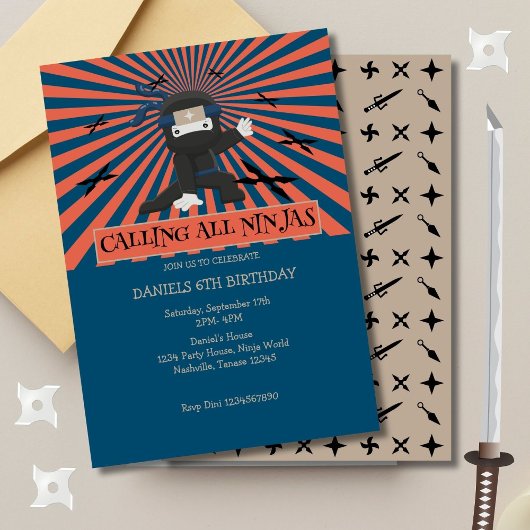 Niedlich Ninja Warrior Kindergeburtstag Einladung