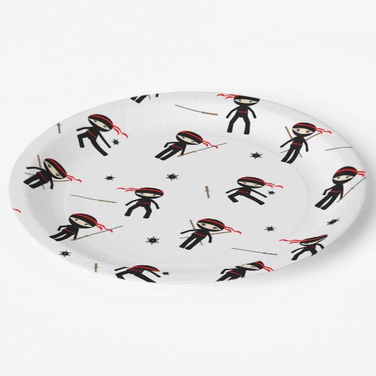 Niedlich Ninjas Pappteller (Schrägansicht)